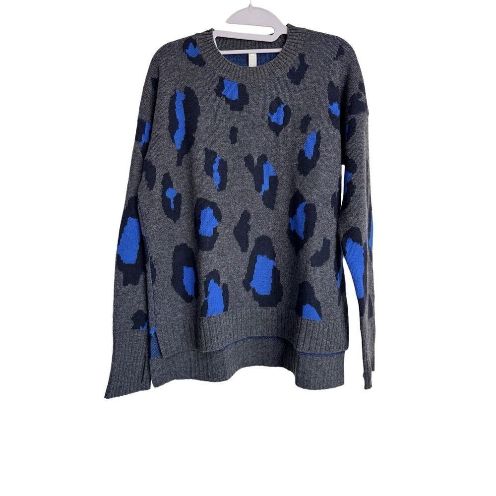 Athleta Top Womens Size Medium Multicolor Leopard Wool Cashmere Blend Sweater